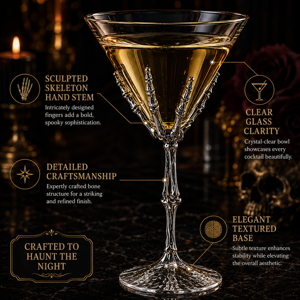 Stemmed Skeleton Martini Glasses Set Of 2 By Skeleton Hand Glasses 9 H Goth Gifts Sk