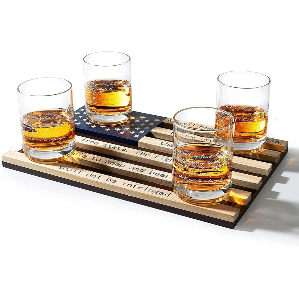 2nd Amendment American Flag Whiskey Glasses, Set of 4