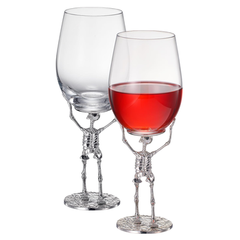 Stemmed Skeleton Wine Glass Set Of 2 19OZ Halloween Skeleton Glasses 10 H Goth Gifts Skeleton Gifts