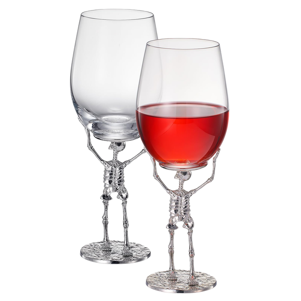 Stemmed Skeleton Wine Glass Set Of 2 19OZ Halloween Skeleton Glasses 10 H Goth Gifts Skeleton Gifts