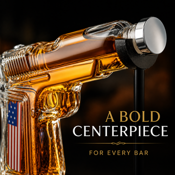 Gifts For Men Dad Father Whiskey Decanter Set 8 Oz With Two 2 Oz Glasses American Flag Pistol Gun An