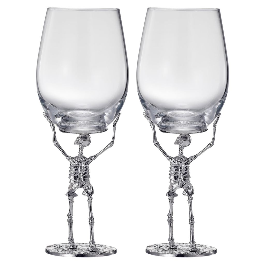 Stemmed Skeleton Wine Glass Set Of 2 19OZ Halloween Skeleton Glasses 10 H Goth Gifts Skeleton Gifts