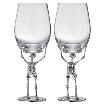 Stemmed Skeleton Wine Glass Set Of 2 19OZ Halloween Skeleton Glasses 10 H Goth Gifts Skeleton Gifts