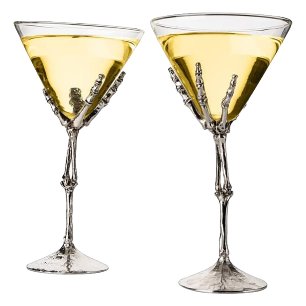 Stemmed Skeleton Martini Glasses Set of 2