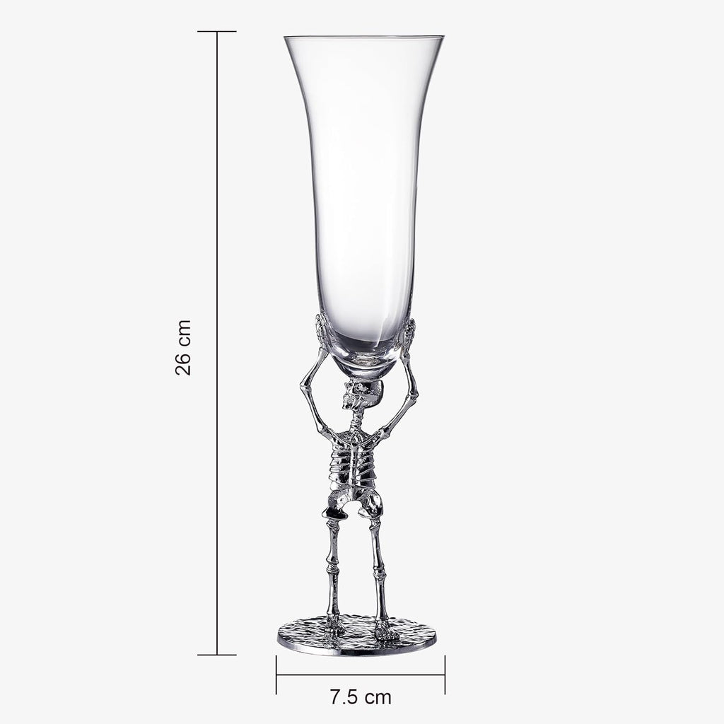 Stemmed Skeleton Champagne Flute Glass Set Of 2 7 5OZ Halloween Skeleton Glasses 10 H Goth Gifts Ske