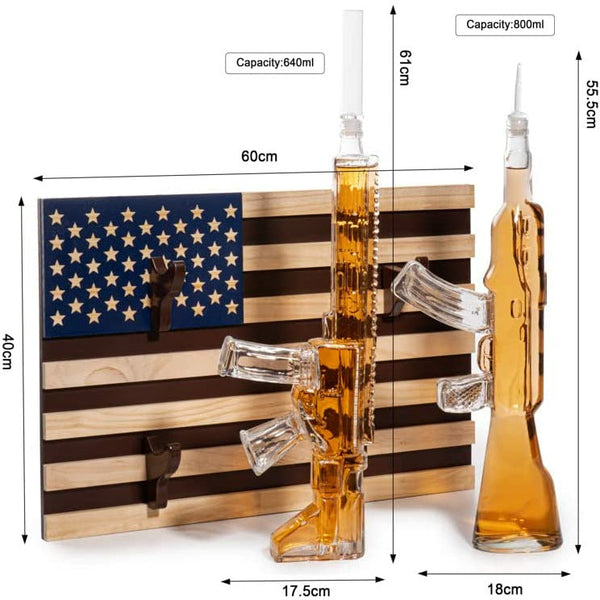 2 Gun Whiskey Decanters Set AR15 and AK47 Gun Decanter 1000ml