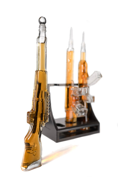 3 Gun Whiskey Decanters Set AR15, AK47, & Rifle Gun Decanter Set 1000ml
