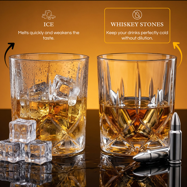 2 Metal Ice Cups Bullet Chillers By Whiskey Stones Bullets Stainless Steel With Revo