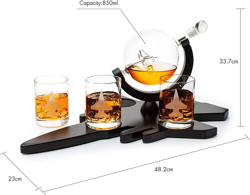 Fighter Jet Wine & Whiskey Decanter Set