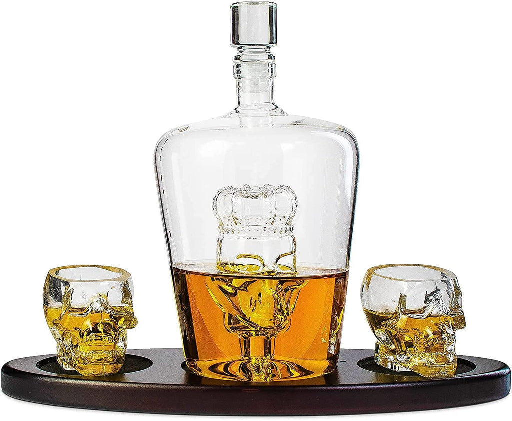 Skull King Skeleton Wine & Whiskey Globe Decanter Set 750 mL