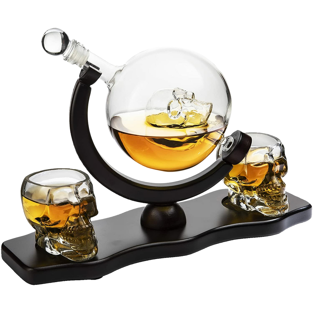 Skull Skeleton Wine & Whiskey Globe Decanter Set - 850 mL