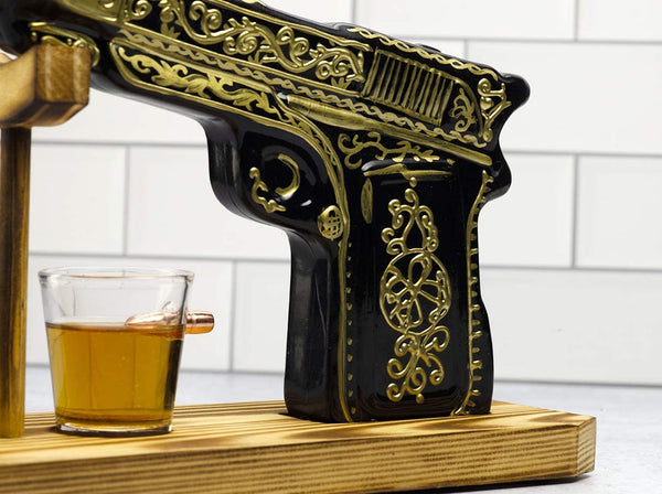 Hand Painted Pistol Whiskey & Wine Decanter