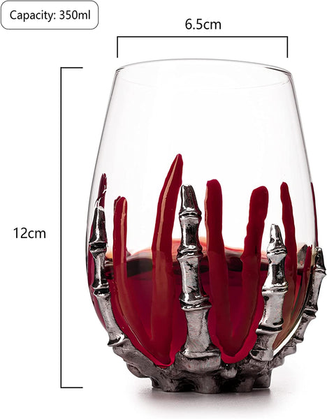 Skeleton Wine Glass, Bloody Hand Wine Skull Glass - 12oz