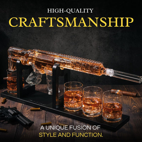 AR15 Whiskey Gun Decanter Set 1000 ml & 4 12oz Bullet Glasses