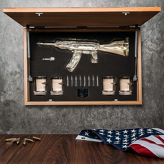 Whiskey Decanter Flag Set - 1000ml AK47 Rifle Gun
