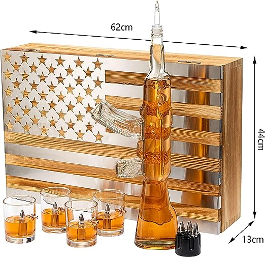Whiskey Decanter Flag Set - 1000ml AK47 Rifle Gun