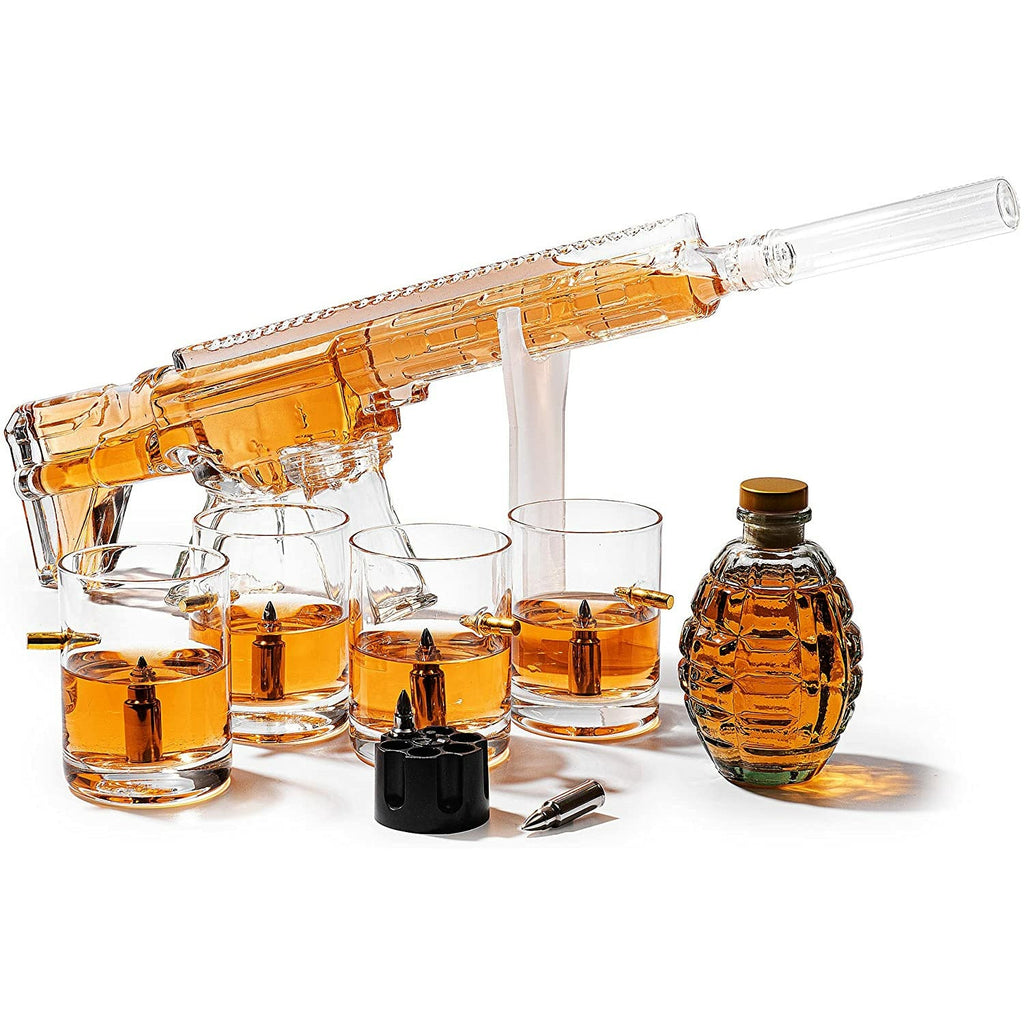 AR15 Whiskey Gun Decanter Flag Set - 1000ml Rifle & Pistol Set