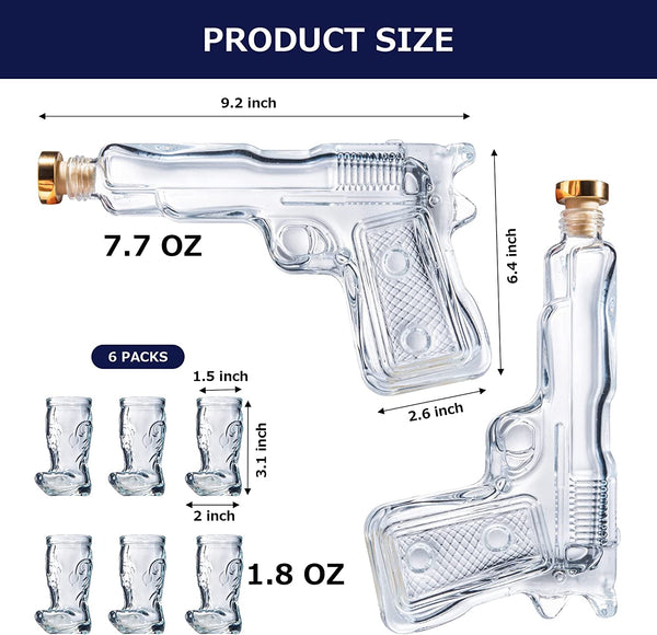 Pistol & Shotglasses Decanter Party Serving Holster Set