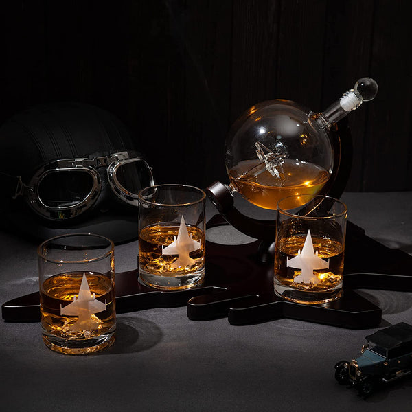 Fighter Jet Wine & Whiskey Decanter Set