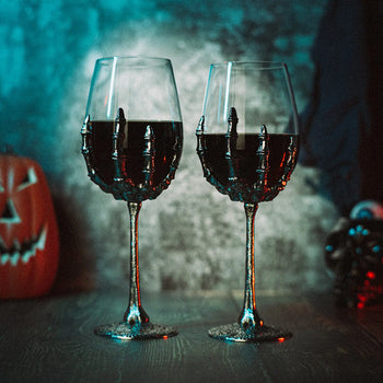 Stemmed Skeleton Wine Glasses Set of 2