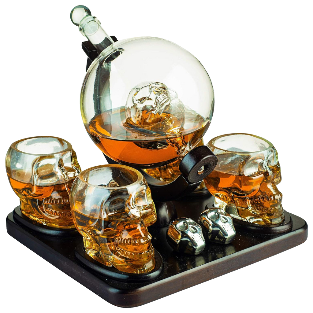 Skull Skeleton Wine & Whiskey Globe Decanter Set 850 mL