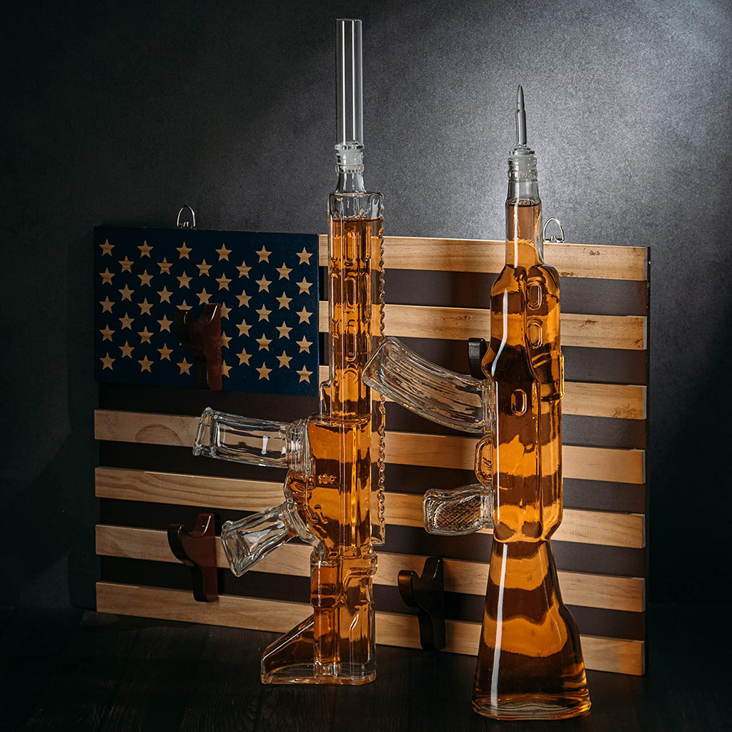 2 Gun Whiskey Decanters Set AR15 and AK47 Gun Decanter 1000ml