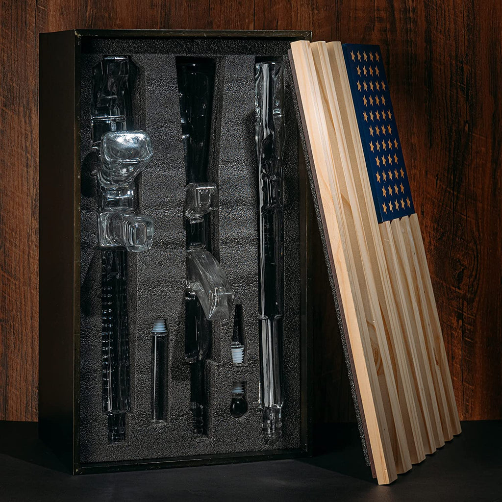 3 Gun Whiskey Decanters Set AR15, AK47