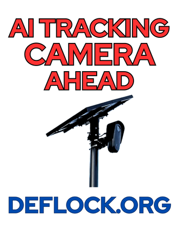 AI Tracking Camera Ahead  - deflock.me Vertical Yard sign