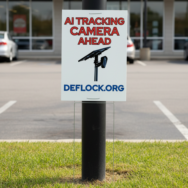 AI Tracking Camera Ahead  - deflock.me Vertical Yard sign