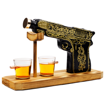 Hand Painted Pistol Whiskey & Wine Decanter