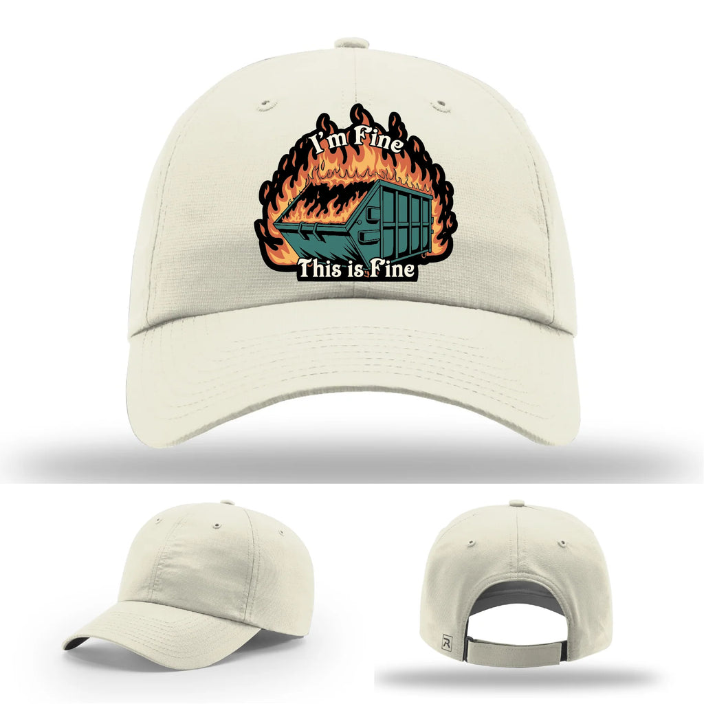 This Is Fine Leather Patch Hat – Dumpster Fire Design