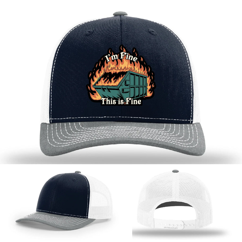 This Is Fine Leather Patch Hat – Dumpster Fire Design