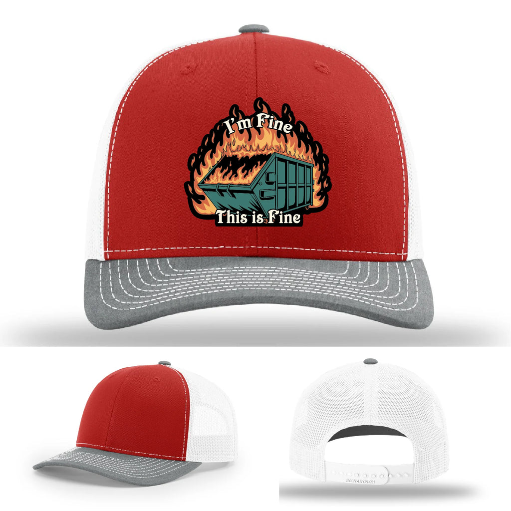 This Is Fine Leather Patch Hat – Dumpster Fire Design