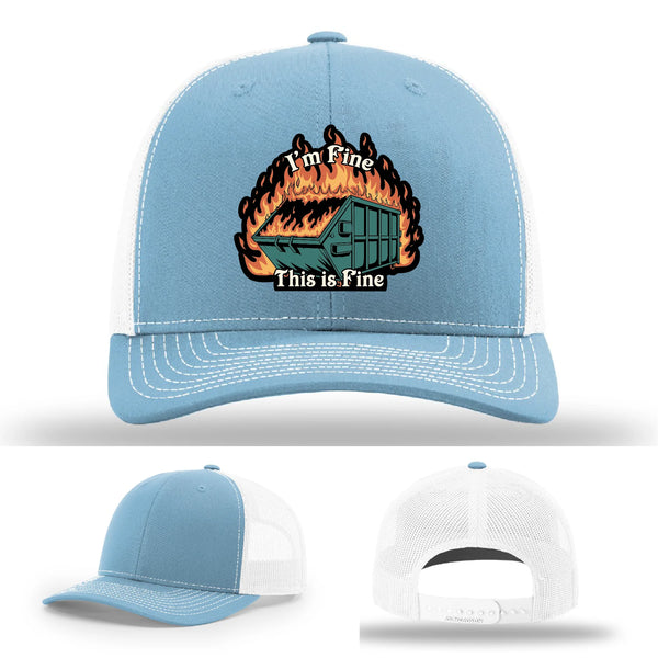 This Is Fine Leather Patch Hat – Dumpster Fire Design