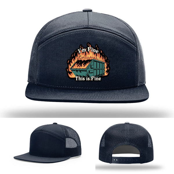 This Is Fine Leather Patch Hat – Dumpster Fire Design