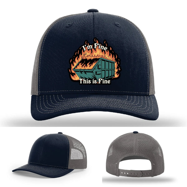 This Is Fine Leather Patch Hat – Dumpster Fire Design