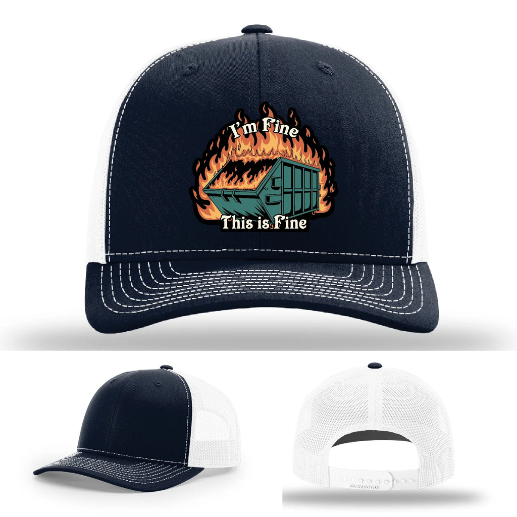This Is Fine Leather Patch Hat – Dumpster Fire Design