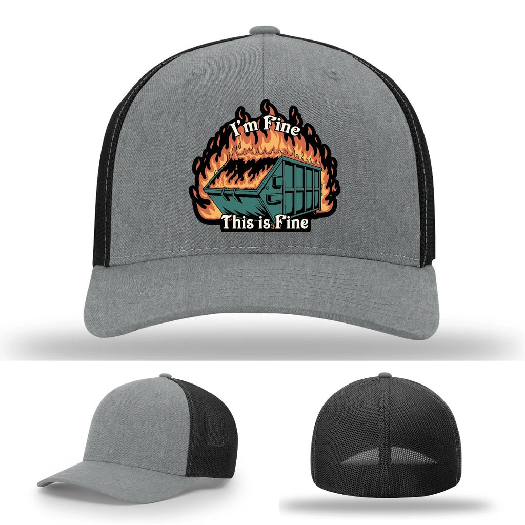 This Is Fine Leather Patch Hat – Dumpster Fire Design