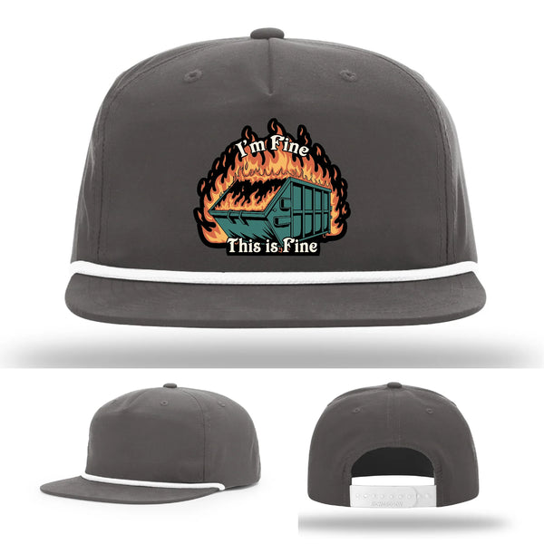 This Is Fine Leather Patch Hat – Dumpster Fire Design
