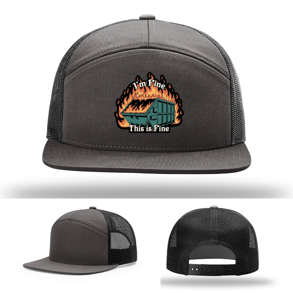 This Is Fine Leather Patch Hat – Dumpster Fire Design