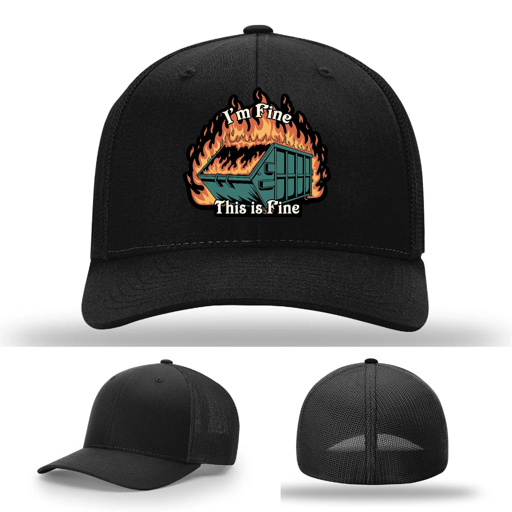 This Is Fine Leather Patch Hat – Dumpster Fire Design