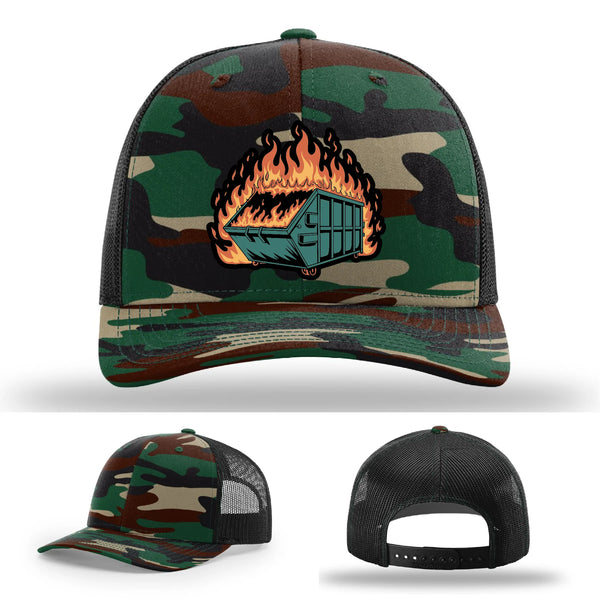 Dumpster Fire Leather Patch Hat