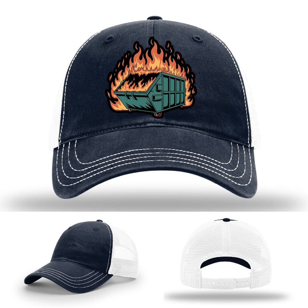 Dumpster Fire Leather Patch Hat