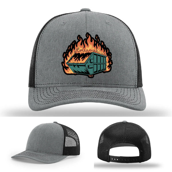 Dumpster Fire Leather Patch Hat