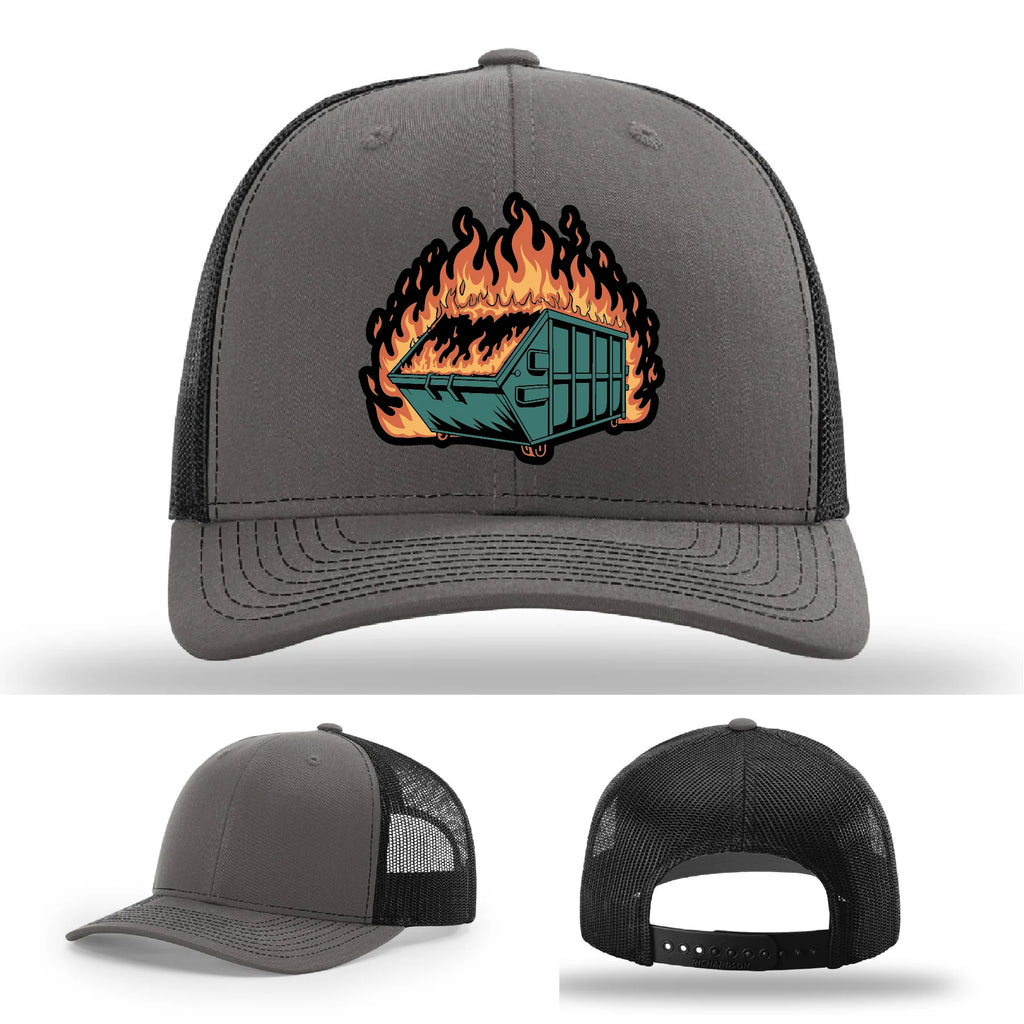Dumpster Fire Leather Patch Hat