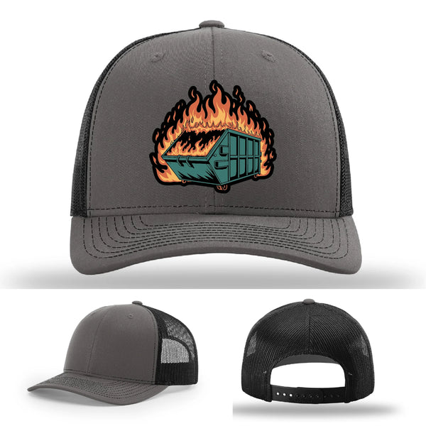 Dumpster Fire Leather Patch Hat
