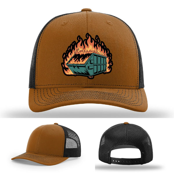 Dumpster Fire Leather Patch Hat