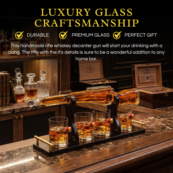 Rifle Whiskey Decanter Premium Barware Gift Elegant Drinkware Collection