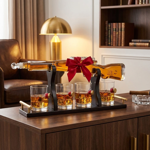 Rifle Whiskey Decanter Premium Barware Gift Elegant Drinkware Collection
