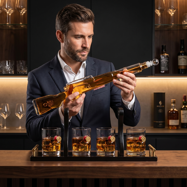 Rifle Whiskey Decanter Premium Barware Gift Elegant Drinkware Collection